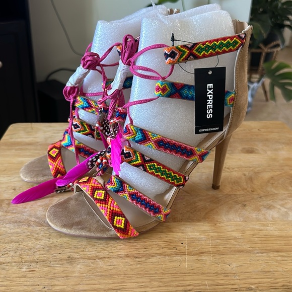 Express Shoes - Express colorful high-wrap stilettos, size 9 NEW with tags